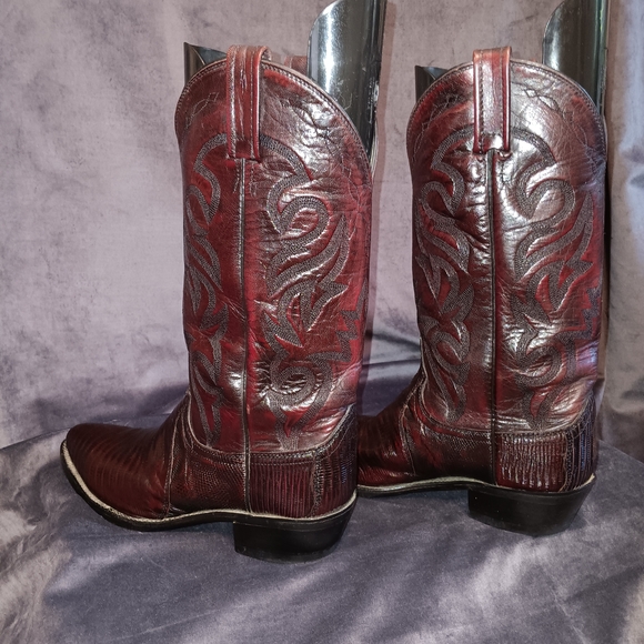 Dan Post Winston 8.5D #2352 Teja Lizard Rich Burgundy Cowboy Boots Vintage main image 5